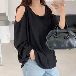 [신상오픈런]|KSTA0FA|여성 루즈핏 시스루 니트 빅사이즈 유넥 어깨 트임 골지