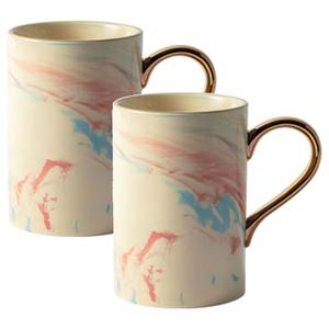 까사무띠 마블 골드핸들 림, 크림머그, 450ml, 2개