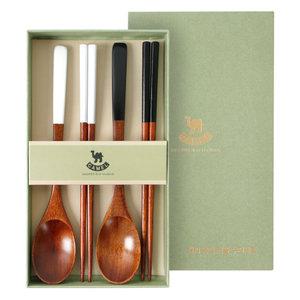 컬러 옻칠 수저세트 2P DO 나무 우드 숟가락 젓가락