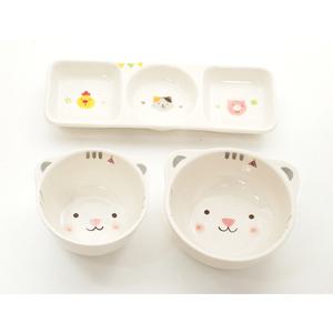 [국내산 어린이식기][모이내츄럴]동물3P세트_고양이