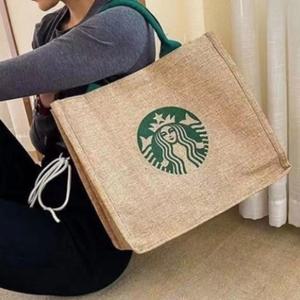 스타벅스 린넨 에코 숄더 백 미니 텀블러 사각 여성 여자 쇼퍼 보부상 가방 장바구니