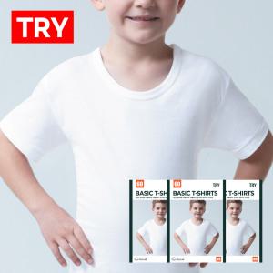 3매 트라이 면100% 아동 반팔 티셔츠 남자 주니어 순면 아이 여름 옷 try