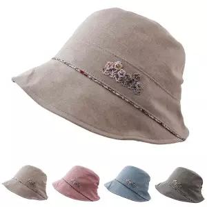 꽃밭 린넨 벙거지 시원한 여름 엄마 중년 여성 할머니 챙모자/BB49