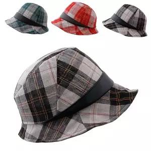 린넨 와이어챙 체크 벙거지 시원한 여름 엄마 중년 여성 버킷햇 모자/YY84