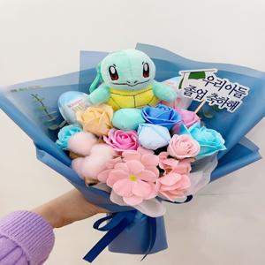 포켓몬꽃다발 꼬부기 졸업식 비누꽃 재롱잔치 킨더조이 발표회 유치원 어린이집 남아꽃다발