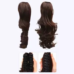 여성 포니테일 긴머리 웨이브 집게핀 부분 가발