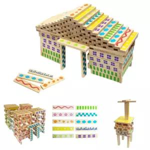 컨스트럭션 블럭 (100p) 카프라 쌓기놀이 원목블럭 스택킹 소근육발달 나무 블록 어린이