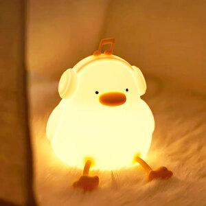 헤드폰 쓴 오리 무드등 LED 무선 터치램프 C타입 충전식  수유등 수면등 취침 타이머 색상변화 인테리어 조