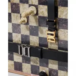 [롯데백화점]닥스 액세서리 [선물포장/쇼핑백동봉] 블랙 DD 메탈릭 버클 소가죽 후크 여성벨트 DBBE5F793