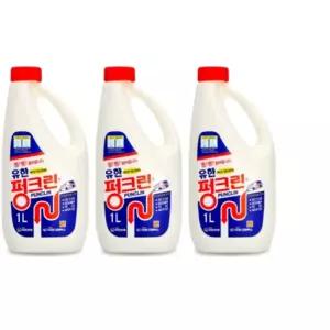 유한 펑크린 1L 3개입 배수구 세정제 유한 크로락스/세면대/싱크대/곰팡이제거제/막힘/뚫어뻥/악취/액체