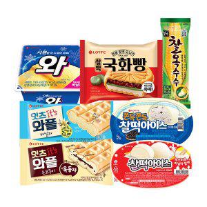 [롯데제과]와/잇츠와플/찰떡아이스/국화빵찰떡/찰옥수수 24개 골라담기