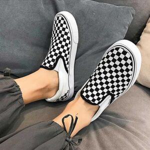 커플 스니커즈 체크 단화 슬립온 코디 끈없는 운동화