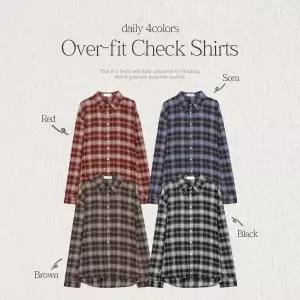 핫핑 [4컬러][가을셔츠] 체인스 오버핏 체크 긴팔셔츠
