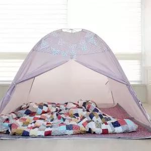 3인용 원터치 난방텐트 아궁이 사각 방한텐트 우풍차단 수면 보온 침대 텐트 킹사이즈 180x200