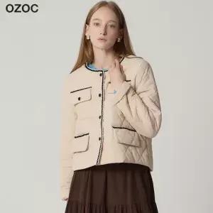 OZOC)] 트위드 디테일 다이아몬드 퀄팅 패딩 택가격 142000원)