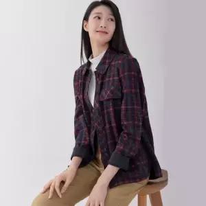 [지센] [24FW] 여성 체크 아우터형 셔츠 LCWSOA22_BL