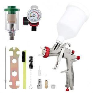 [미국배송] R500 LVLP 페인트 스프레이어 건 자동차 파워 자동차용 에어 건 1.3MM 노즐 공기 조절기 -물 분리기가 장착된 가구 바니시 페인팅