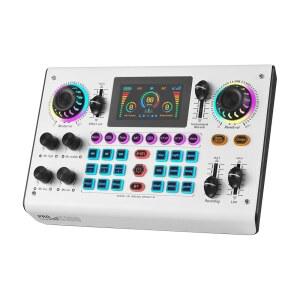 [미국배송] 부티 사운드 보드 오디오 믹서 48V 팬텀 파워 라이브 카드 RGB 라이트 BT 무선 플러그 앤 플레이 스트리밍 팟캐스트 녹화 콘텐츠로 게임 충전식 콘텐츠 제작