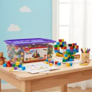 프리미엄 블럭 미니 사각 큐브블록 큐브 블럭놀이 입체모형 조립 PB10003 600pcs