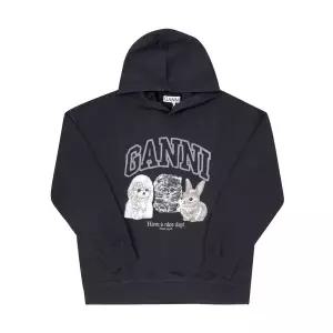 [가니] GANNI T4270 252 아이솔리 애니멀 로고 크롭 여성 후드티