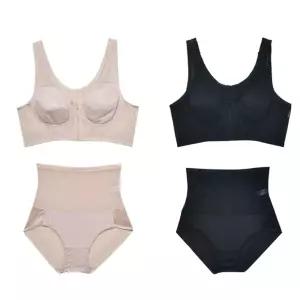 앞지퍼 파워넷 원단 보정 브라 햄라인 팬티 세트여성속옷 여자