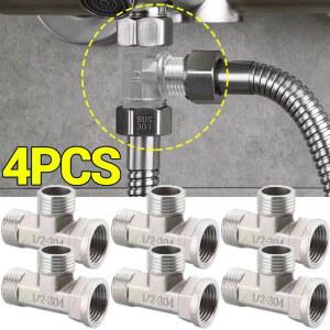 스테인레스 스틸 T 어댑터 분배기 ValveG1/2 목욕 비데 분무기 샤워 피팅 가정용 3 가지 방법 물 파이프 피팅 용 T 밸브