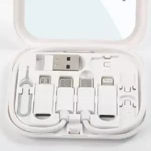 케이블 키트 USB 멀티 휴대용 거울형 스마트 파우치 포켓 다기능 충전 데이터 전송 여행용 올인원 스마트폰