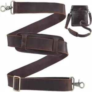 GORYCRAFT 57인치 조절 가능한 가방 어깨끈 브라운 풀 그레인 가죽 독립 교체 버클 패딩 롱 더플 끈 서류