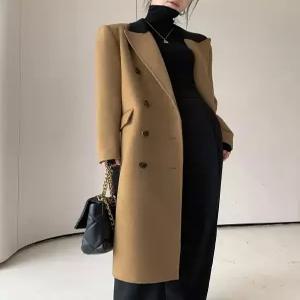 여성 롱 코트 카멜 핸드메이드 고급 수입의류 하객룩