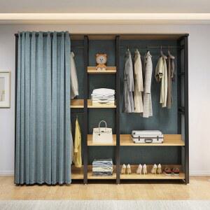 이케아조립식행거 옷장 블랙화이트프레임커튼및측면패널200X140X50 커튼 원룸 J0A0S