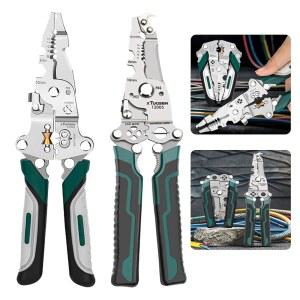 와이어 스트리퍼, 18-in-1 접이식 스트리퍼 크림퍼 전문 다기능 2Pcs 전단, 또는 권선형 클램핑, 측면 커터 도구, 펜치 도구에 압착 적합한 전기