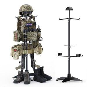 구매 YAH 전술 기어 스탠드, 헤비 듀티 서포트 스탠드 헬멧 조끼 벨트 랙, 최대 85파운드까지 견딜 수 있습니다