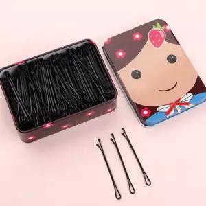 딸기소녀 실핀 100개세트 실삔 검정 검정삔 웨이브 잔머리고정 스타일링 헤어 클립 여자