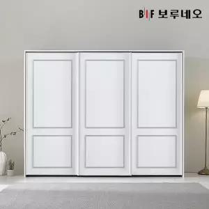 [보루네오하우스]쥬피터 E0 웨인스코팅 슬라이딩 키큰 옷장 2400 수납형(3도어)