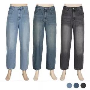 테리브 뒷밴딩 커브드 데님 팬츠 남여공용 시밀러룩 MP25027패션바지 연한청 남성청 남자청 긴바지