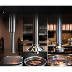 업소용 후드 자바라 직화기용 싱글 직부형 기계 타입 레귤러 대형 바베큐 관 스텐 1.