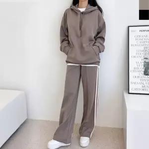 760W 92W 여자 빅사이즈 오버핏 커플 후드티 테잎 라인 트랙 팬츠 세트 트레이닝 상하