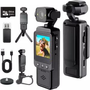 오디오 및 비디오 녹화 기능이 있는 NTMHCTA 미니 바디 카메라 포켓 액션 POV 캠코더 270° 회전 1080P FHD