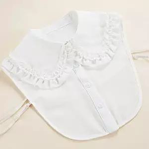 여자 프릴 레이스 맨투맨 레이어드 페이크 카라 코디 레이스넥케이프 페이크넥카라