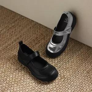 엘럽 여자 스트랩힐 양가죽 키높이 통굽 메리제인 슈즈 센치 미들힐 캐주얼 진피 스포티 원템5