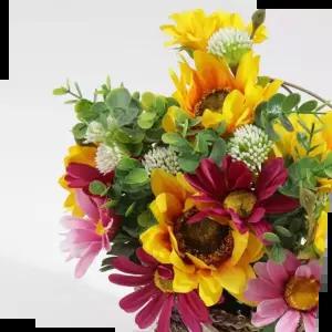 해바라기꽃대 해바라기 모듬 조화바구니 화동바구니 벽걸이장식