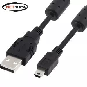 강원전자 넷메이트 USB2.0 AM-Mini 5핀 케이블 3m (블랙/노이즈필터) NMC-UM230C