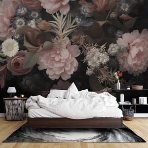 블랄키 플로럴 월 벽화 필 앤 스틱 탈부착 가능한 거실 침실용 방수 대형 벽지(컬러-1, 118 82인치)