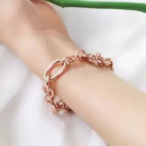 14K GP 볼드 라운드 링 체인 M 로즈골드 패션 팔찌