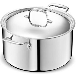 레전드 쿡웨어 뚜껑 포함 5겹 스테인리스 스틸 10쿼트 재고 냄비 - 인덕션 호환, 오븐 안전 800 F 무독성, 코팅 없음 가열, 워프 방지 오래도록 제작됨