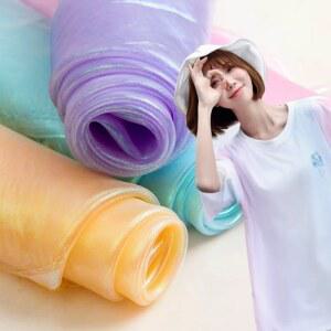 삼베원단 DIY 형광 직물 다채로운 반짝이 거즈 무대 웨딩 장식 보일 투명 홀로그램 100x150cm