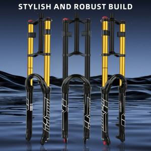 BOLANY 더블 크라운 자전거 에어 포크 27.5 29 인치 MTB 서스펜션 9x100mm 산악 용 퀵 릴리스