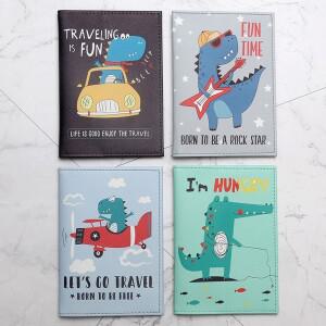 패션 만화 공룡 여권 커버 은행 ID 카드 홀더 액세서리 PU 가죽 케이스