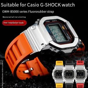 호환상품 카시오 G-SHOCK GMW-B5000 GM-B2100 시리즈용 불소 고무 시계 밴드 스포츠 교체 팔찌 액세서리