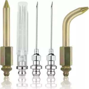 Yirnno 그리스 건 니들 팁 키트 - 구부러지고 곧게 뻗은 노즐 고무 부츠 볼 조인트 및 부싱에 적합 좁고